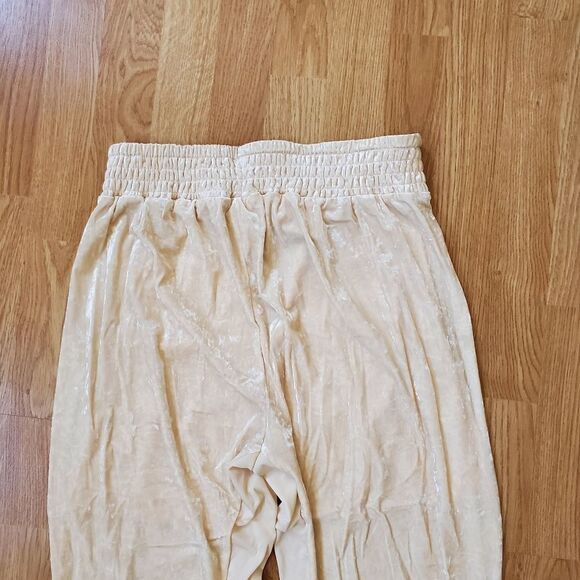 NEW! HAH | '1 Track Mind' Crushed Velvet Jogger Pants - size Large in Ivory - Picture 10 of 16